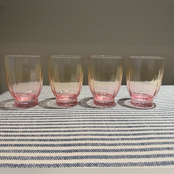 Anthropologie Olsen Pink Juice Glasses Set of 4 New Blush Pink Glassware - Picture 3 of 9